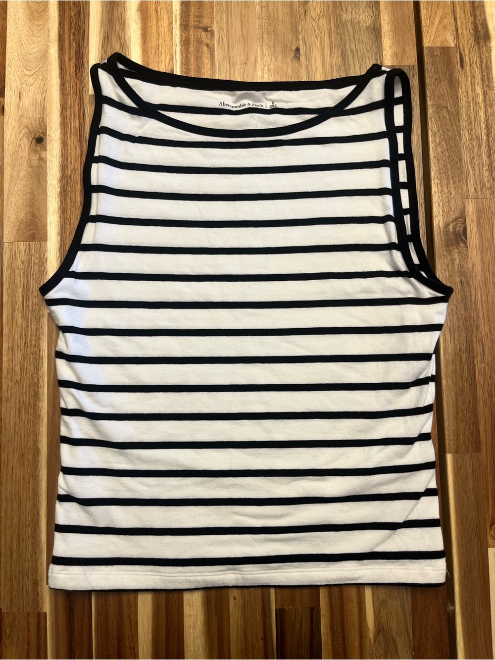 Abercrombie & Fitch White Tank with Black Stripes